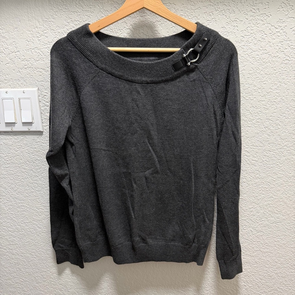 Ralph Lauren Charcoal Off-the-Shoulder Sweater